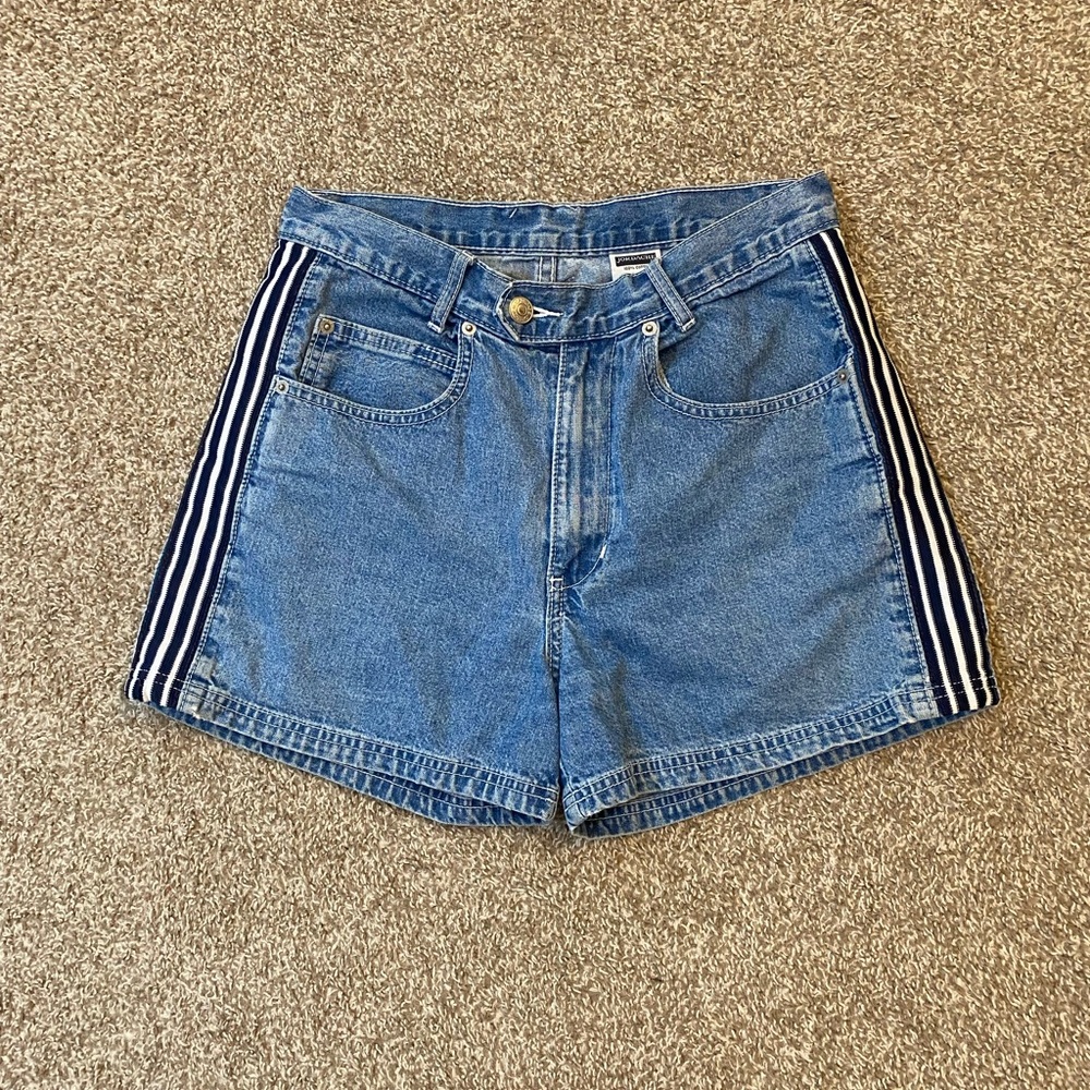 Vintage Denim Shorts with Side Stripes
